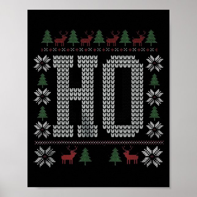 Where My Ho's At Ho Matching Couple Christmas Ugly Poster (Vorne)