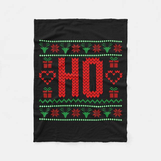 Where My Ho's At Ugly Christmas Sweater Couples Ma Fleecedecke (Vorderseite)