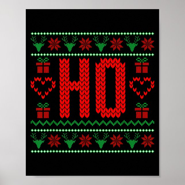 Where My Ho's At Ugly Christmas Sweater Couples Ma Poster (Vorne)