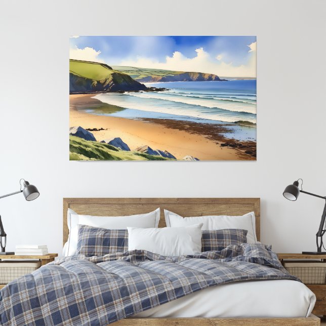 "Where Sky Meets Quiet Sand" - Devon Seascape Leinwanddruck (Insitu (Schlafzimmer))