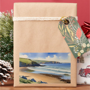 "Where Sky Meets Quiet Sand" - Devon Seascape Rechteckiger Aufkleber