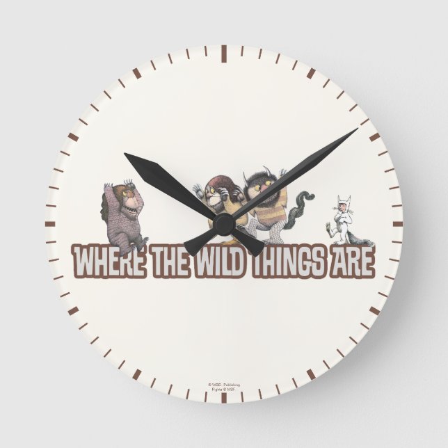 Where the Wild Things Are Characters on Logo Runde Wanduhr (Vorderseite)