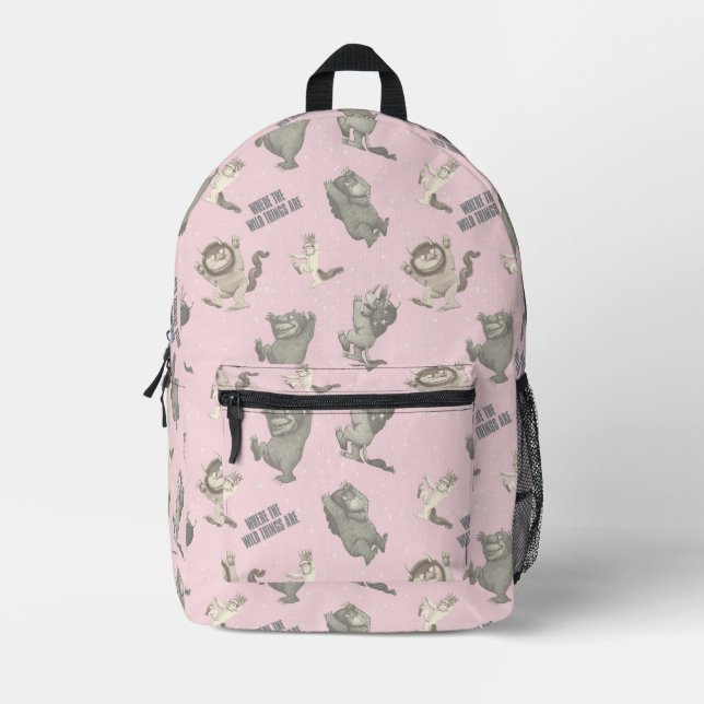 Where the Wild Things Are Pink Star Pattern Bedruckter Rucksack (Vorderseite)