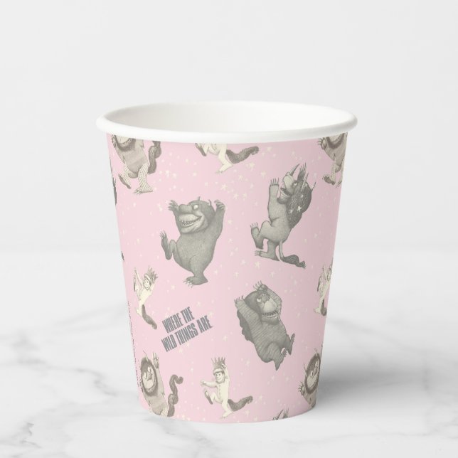 Where the Wild Things Are Pink Star Pattern Pappbecher (Vorderseite)