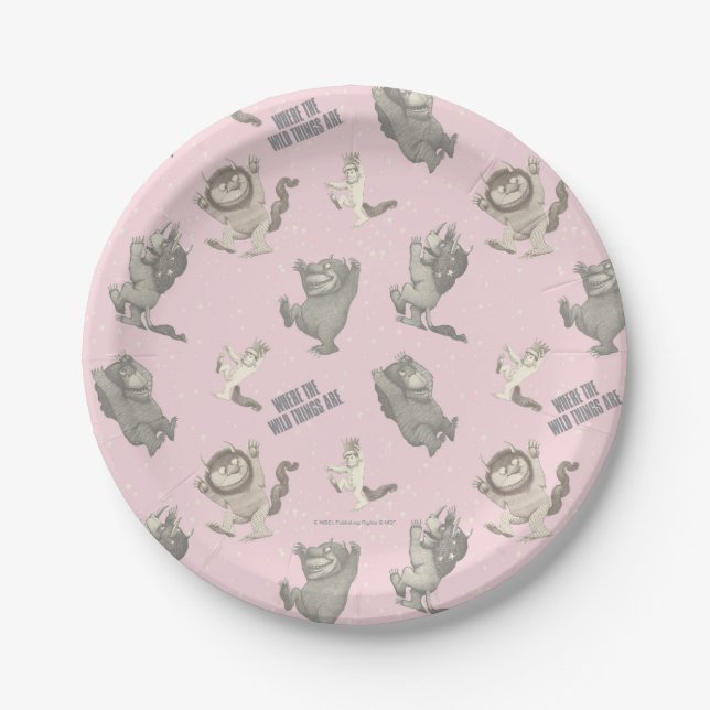 Where the Wild Things Are Pink Star Pattern Pappteller (Vorderseite)