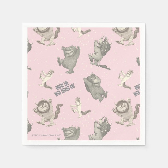 Where the Wild Things Are Pink Star Pattern Serviette (Vorderseite)