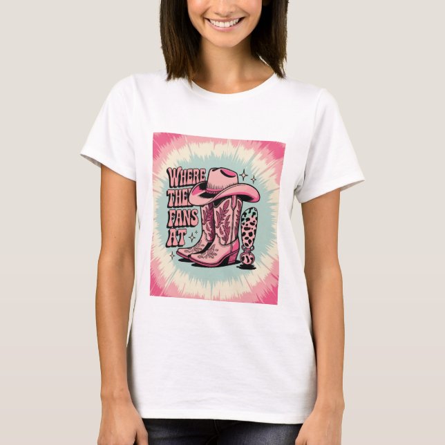 Where Them Fans At? – Pink Cowgirl Tie Dye T-Shirt (Vorderseite)