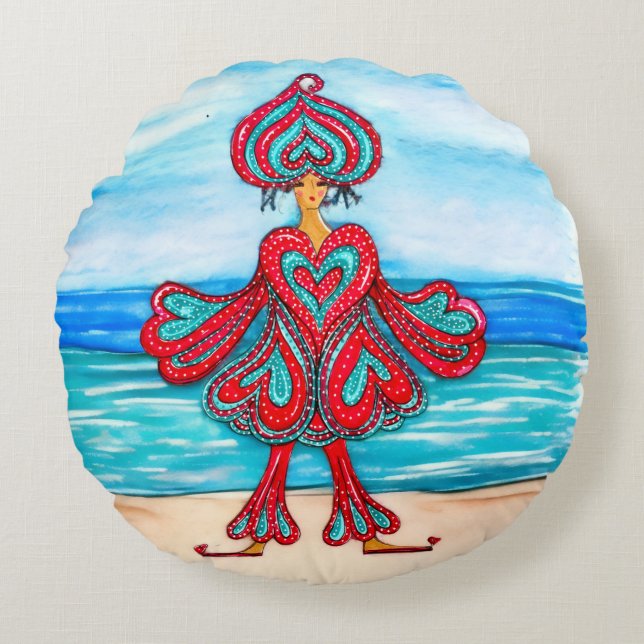 Where your Heart on your sleeve! Rundes Kissen (Vorderseite)