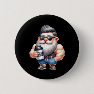 Whey Protein Gnome Vater Funny Bodybuilder Graphic Button
