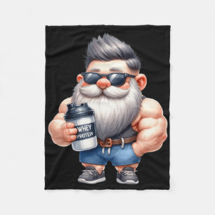 Whey Protein Gnome Vater Funny Bodybuilder Graphic Fleecedecke