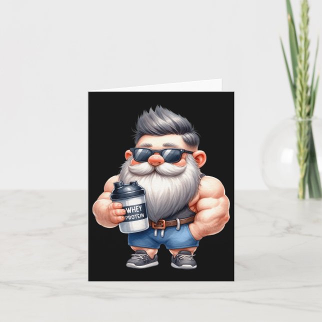 Whey Protein Gnome Vater Funny Bodybuilder Graphic Karte (Vorderseite)