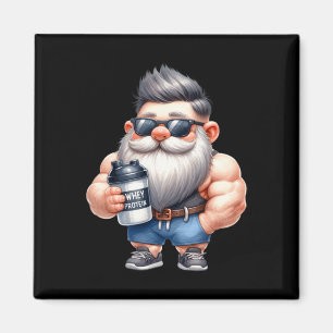 Whey Protein Gnome Vater Funny Bodybuilder Graphic Magnet