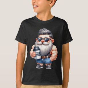 Whey Protein Gnome Vater Funny Bodybuilder Graphic T-Shirt