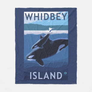 Whidbey Insel, WashingtonOrca und Kalb Fleecedecke