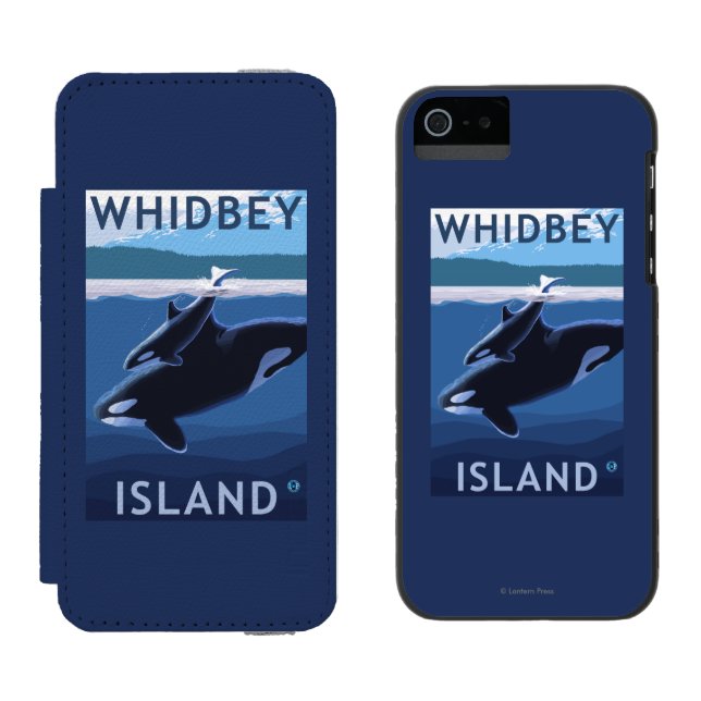 Whidbey Insel, WashingtonOrca und Kalb Incipio iPhone Geldbeutel-Hülle (Seite an Seite)