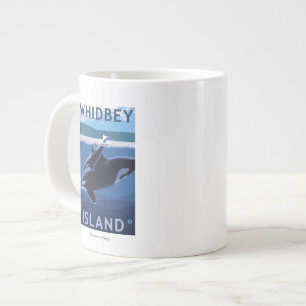 Whidbey Insel, WashingtonOrca und Kalb Jumbo-Tasse