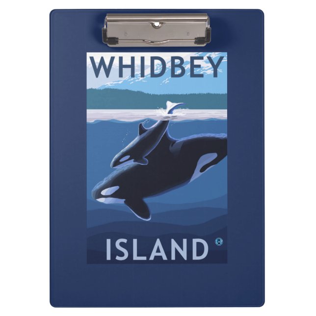 Whidbey Insel, WashingtonOrca und Kalb Klemmbrett (Vorderseite)
