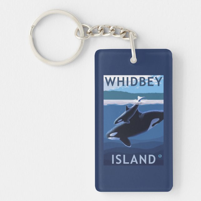 Whidbey Insel, WashingtonOrca und Kalb Schlüsselanhänger (Vorderseite)