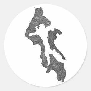 Whidbey Island Island County Karten Design Runder Aufkleber