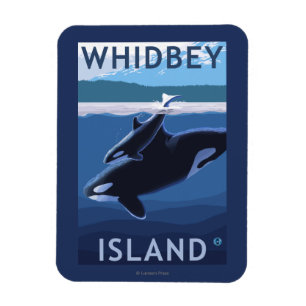Whidbey Island, Washington Orca und Calf Magnet