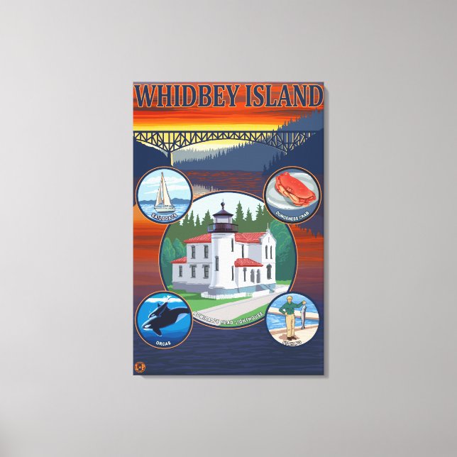 Whidbey Island, WashingtonScenic Travel Poster Leinwanddruck (Vorderseite)