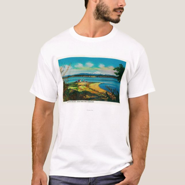 Whidby Insel und Mt.-Bäcker vom Hafen Townsend T-Shirt (Vorderseite)