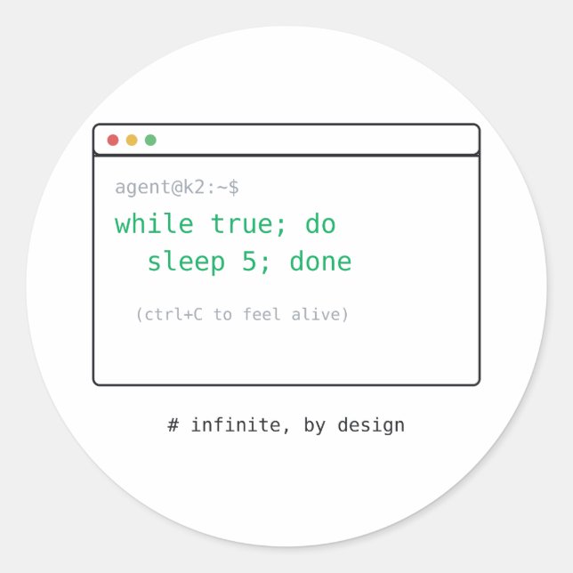 while(true): Endlosschleife - Dev Sticker-Geschenk Runder Aufkleber (Vorderseite)