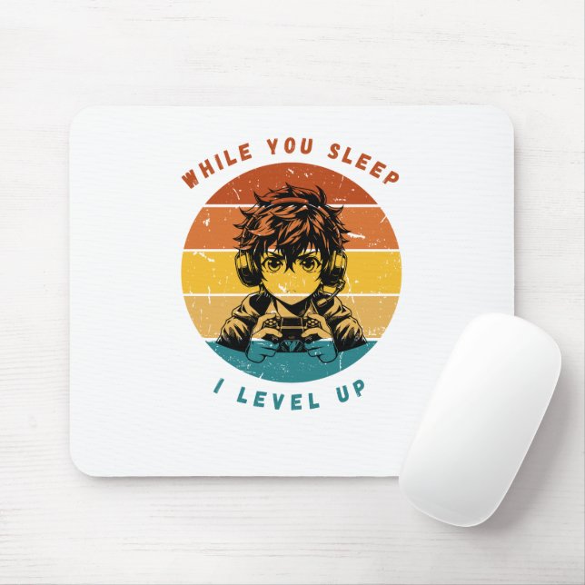 While You Sleep I Level Up Mousepad (Mit Mouse)