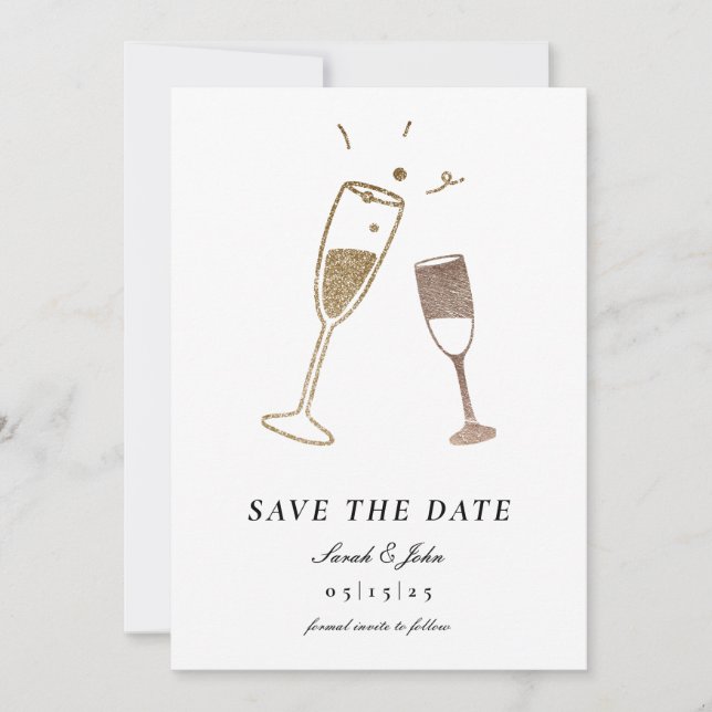 Whimal Champagne Save the Date Einladung (Vorderseite)