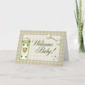 Whimical Kariert Welcome Baby Ankündigung