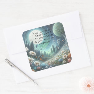 Whimical Night & Quote Quadratischer Aufkleber