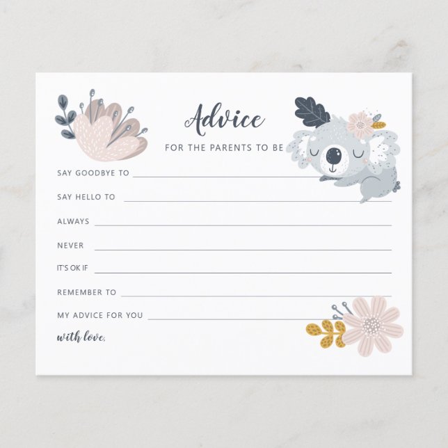 Whimiscal Koala Blume Ratschläge für Eltern Flyer (Vorne)