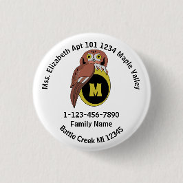 Whimiscal Owl Monogram Lost Family Zuhause Address Button