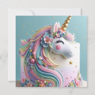 WHIMISCAL UNICORN MIT FARBHAFTEN MANEN GEBURTSTAG EINLADUNG