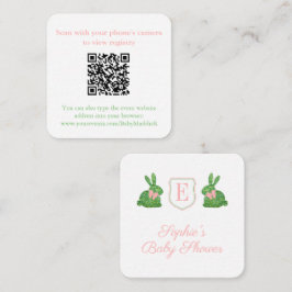 Whimisical Hand Painted Boxwood Bunny QR Code Begleitkarte