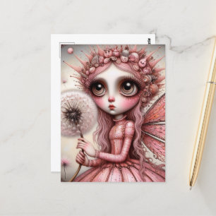 Whimisical Pink Dandelion Fairy Postkarte
