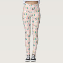 Whimisical Pink Weihnachtsbaum Leggings