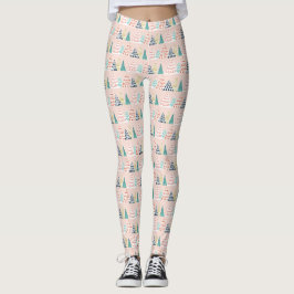 Whimisical Pink Weihnachtsbaum Leggings
