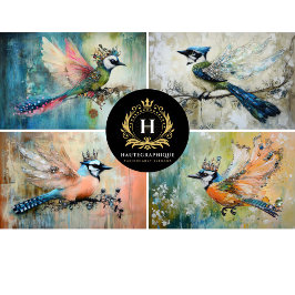 Whimisky Birds Collage Decoupage Seidenpapier