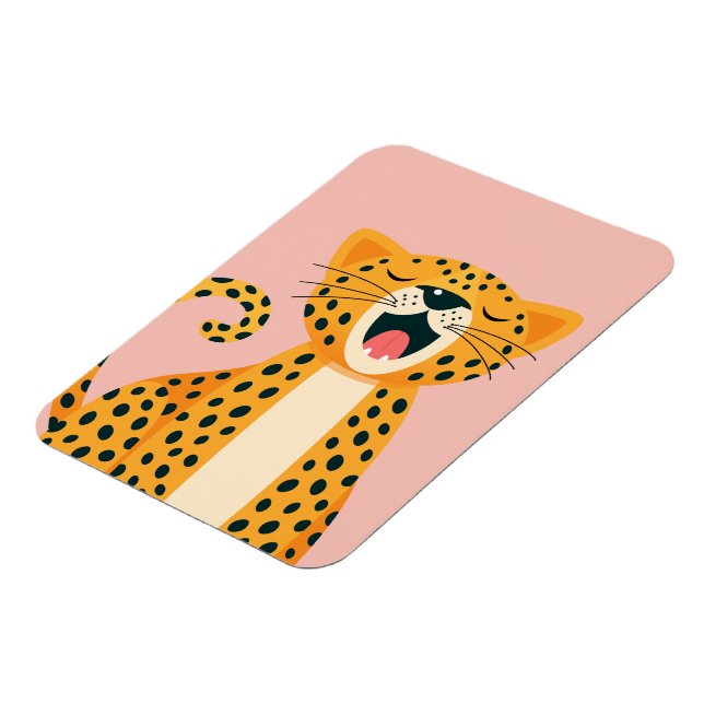Whimsafari-Tier Gähnender Gepard Cartoon Magnet (Linke Seite)