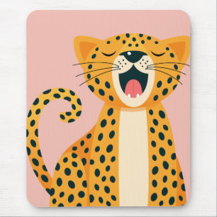 Whimsafari-Tier gähnender Gepard Cartoon Mousepad