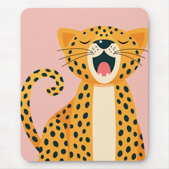 Whimsafari-Tier gähnender Gepard Cartoon Mousepad (Vorne)