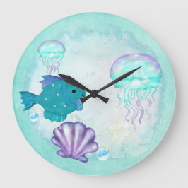 Whimsey Aquarium 2 Folklorek Große Wanduhr