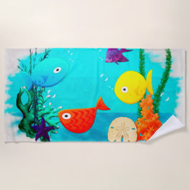 Whimsey Aquarium Cartoon Fish Strandtuch