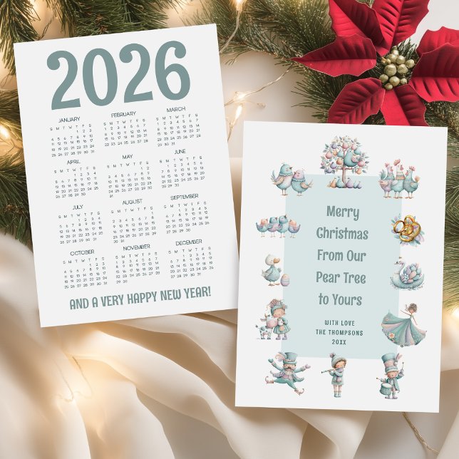 Whimsical 2026 Kalender 12 Tage Weihnachten (Front and back view)
