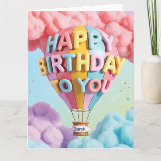 Whimsical 3D "Happy Birthday" Hot Air Balloon Karte