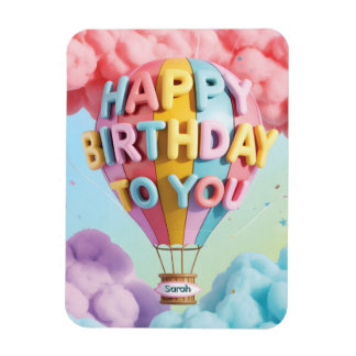 Whimsical 3D "Happy Birthday" Hot Air Balloon Magnet