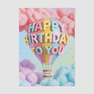 Whimsical 3D "Happy Birthday" Hot Air Balloon Seidenpapier