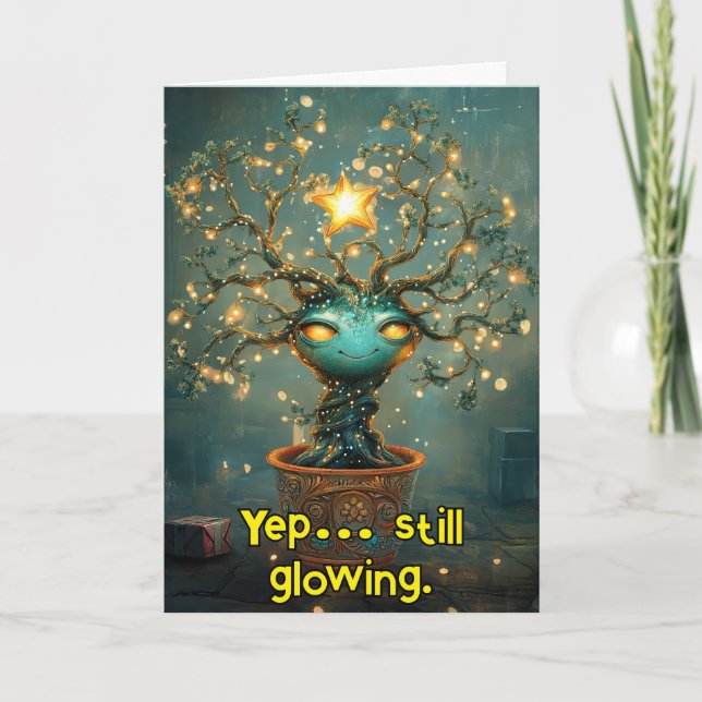 *~* Whimsical 40 Glow Funny Magical Christmas AP97 Dankeskarte (Vorderseite)