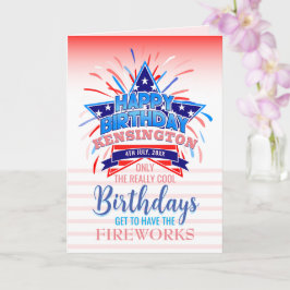 Whimsical 4. Juli Feuerwerk Geburtstag Karte
